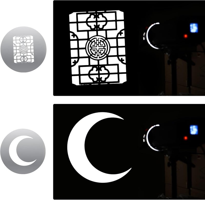 soonpho 12-Pack Round GOBO Kit, 66mm Metal Plate with Different Patterns Works with Spotlight Attachment and OT1 Pro II III Optical Snoot to Create Different Lighting Effects - Image 4